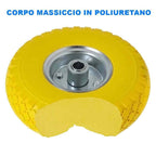 Antiformación de rueda llena PU Carretilla amarilla carretilla 25 cm de acero círculo