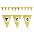 Banderas Aniversarios de cumpleaños 10pcs Festoon Triangular Oro 40 años
