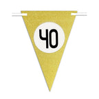 Banderas Aniversarios de cumpleaños 10pcs Festoon Triangular Oro 40 años