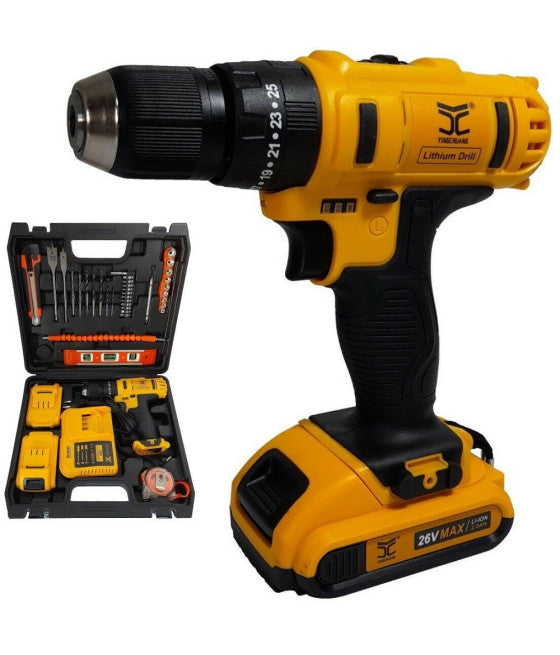 TRAPANO AVVITATORE CORDLESS DOPPIA BATTERIA LITIO 18V LED INDICATOR BATTERIA