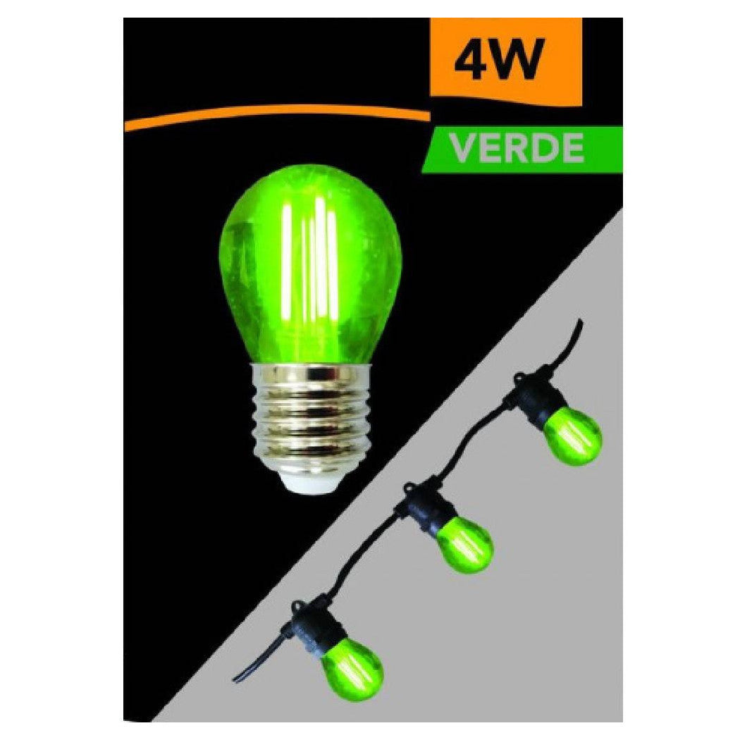Bombilla LED con globo filamento G45 Ataque E27 4W Coloreado Coloree Green G45A-TV
