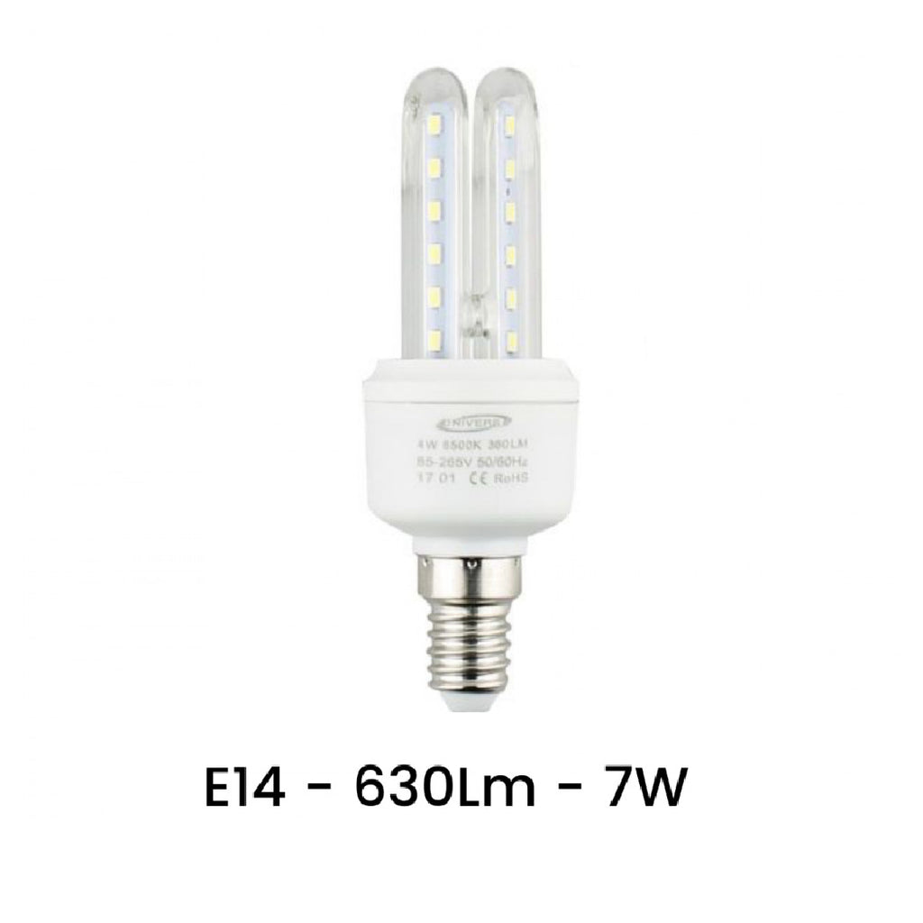 Bombilla LED E14 7W WHERD WHITE 3000K FRÍA 6500K NATURAL 4000K 2U-02T