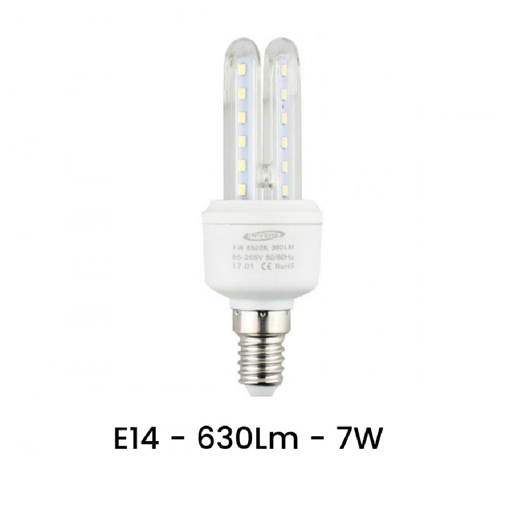 Bombilla LED E14 7W WHERD WHITE 3000K FRÍA 6500K NATURAL 4000K 2U-02T