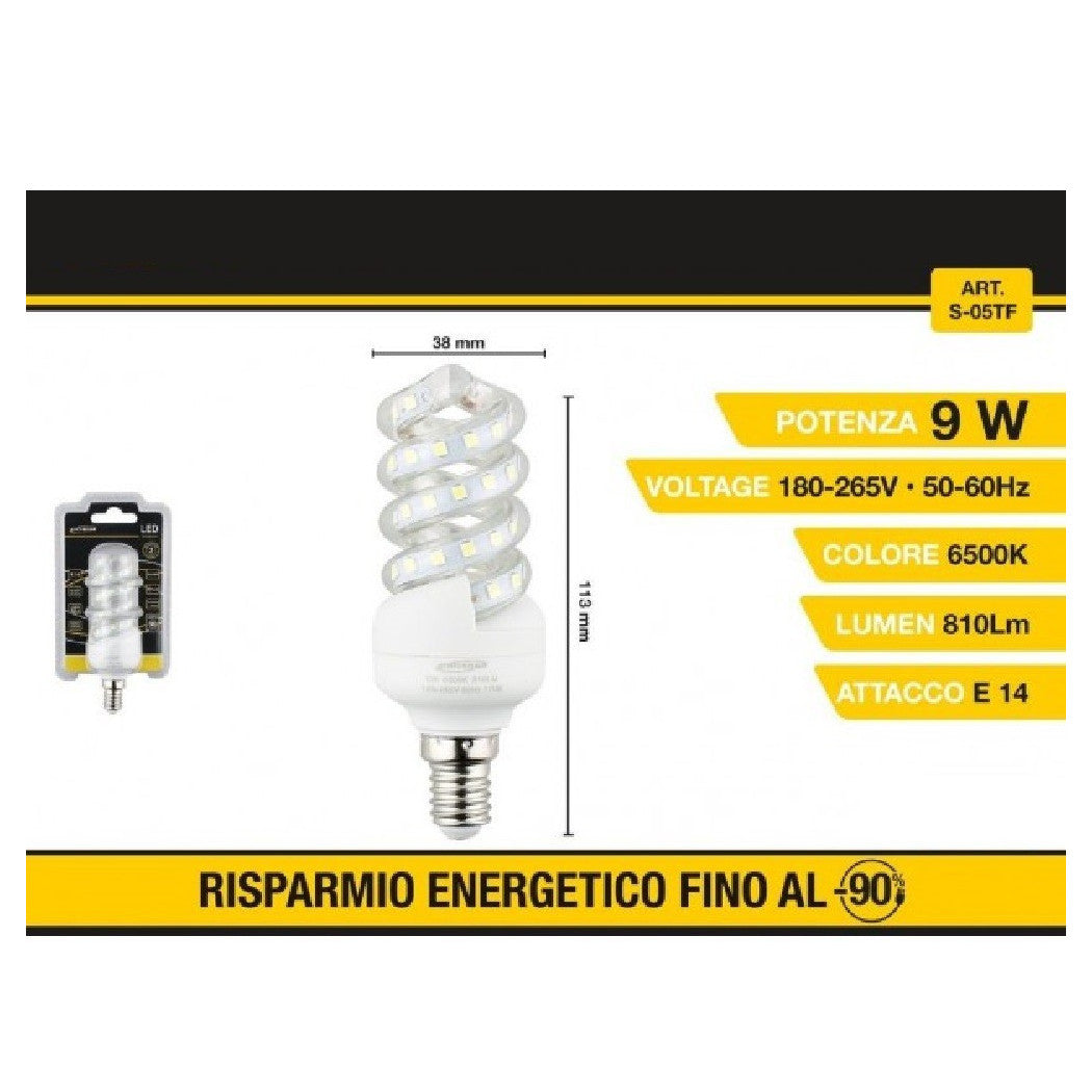 Bombilla LED SPIRAL E14 9W Natural Hot Blanco Luz blanca Luz 56D S-05T