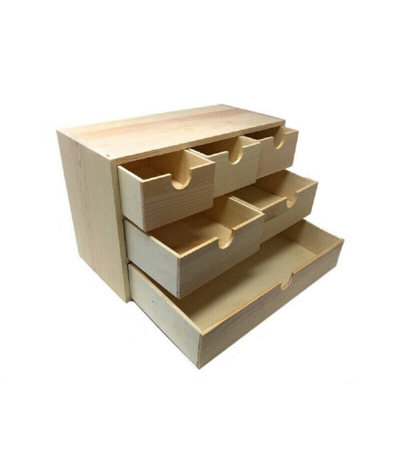 Mini cajón de objeto Puerto 3 cajones decoupage de madera natural 53387A