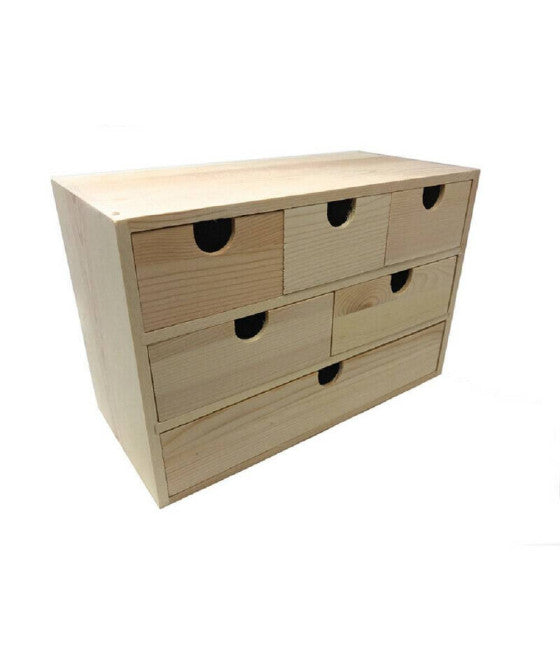 Mini cajón de objeto Puerto 3 cajones decoupage de madera natural 53387A