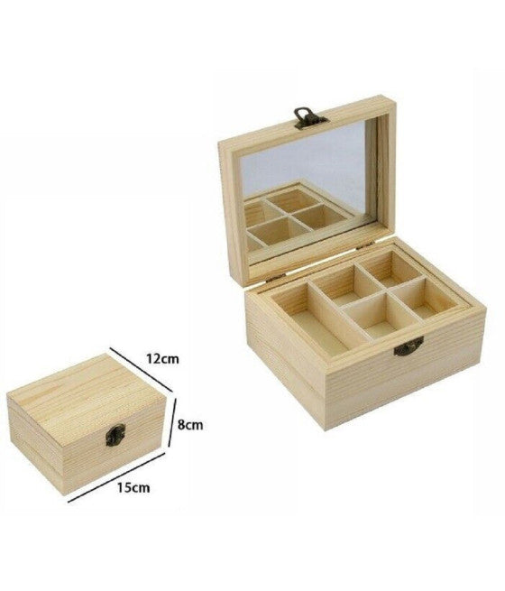 Set 6 cajas de madera Caja de joyería decoupage 8,8x5x5.5cm