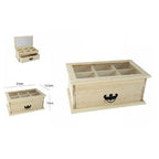 Caja de joyería de madera con panel de anuncios de escaparate de 6 asientos y cajón decoupage