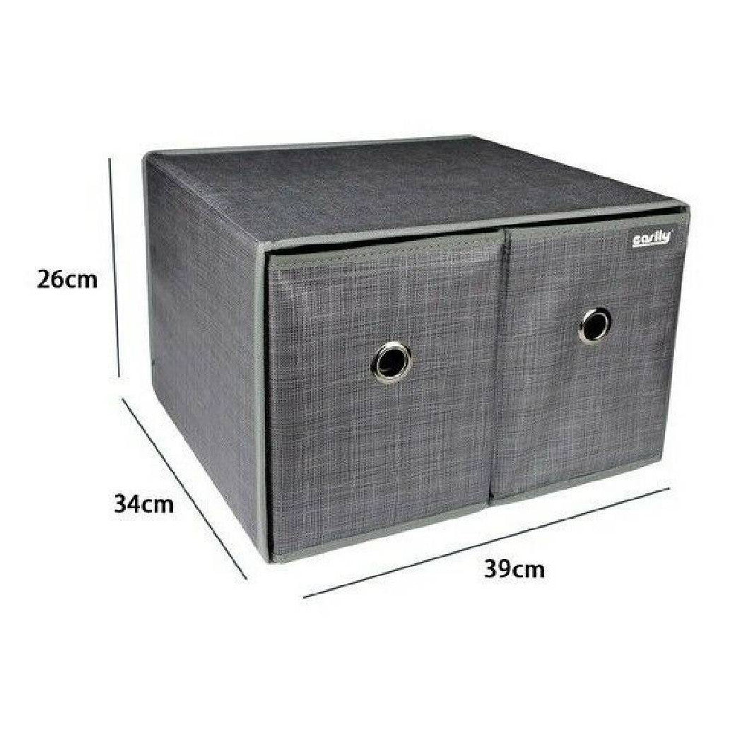 Caja Guardar Caja de vestuario Contenedor 2 cajones Organizador 39 x 34 x 26 CM 69727