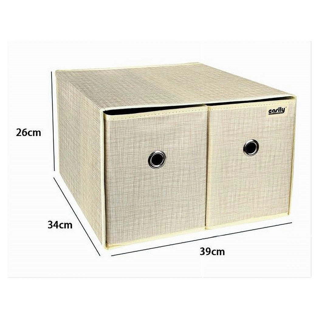 Caja Guardar Caja de vestuario Contenedor 2 cajones Organizador 39 x 34 x 26 CM 69727