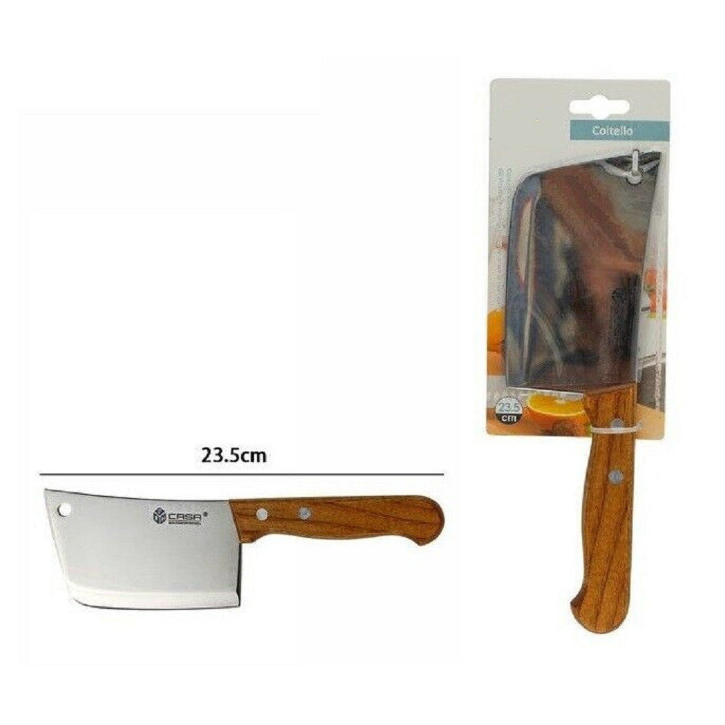 Carnicero Mannaia Cuchillo de carne Cocina Acero Manija de madera 23,5 cm