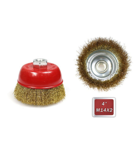 Cepillo de taza de 100 mm para el molinillo flexible con cables ondulados de hierro ondulados