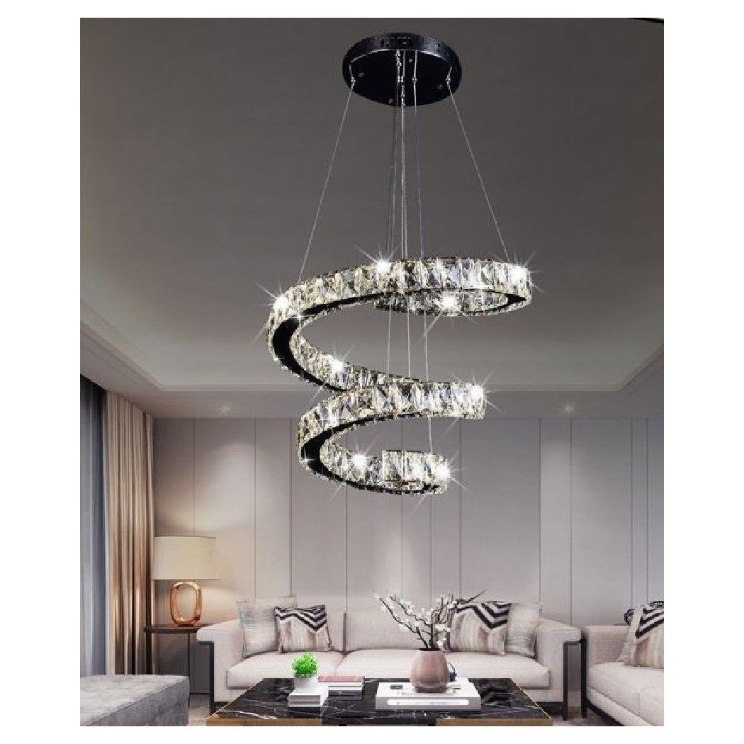 Chandelier espiral Ajustable Suspensión Base de cristales Mirror 32W 6500K B15