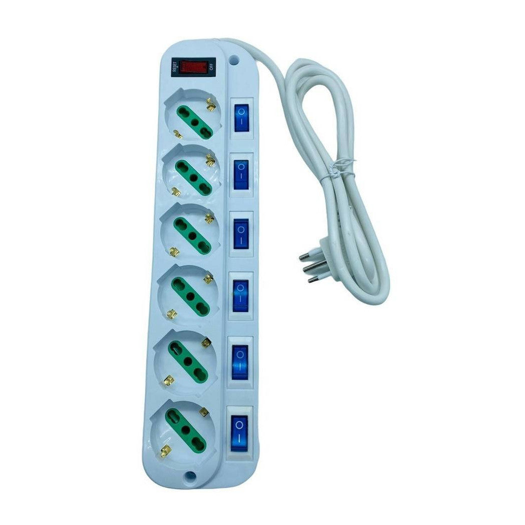 Ciabatta eléctrica multuses con 6 enchufes universales ITA 10 / 16A Schuko Bipasso