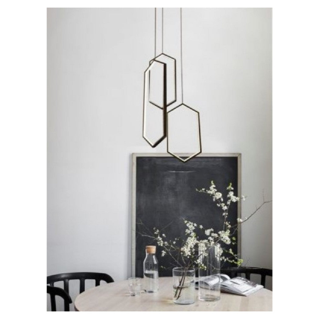 Colgante de techo de araña de suspensión LED moderno 70 vatios Hexágonos Colgante Negro LP-05