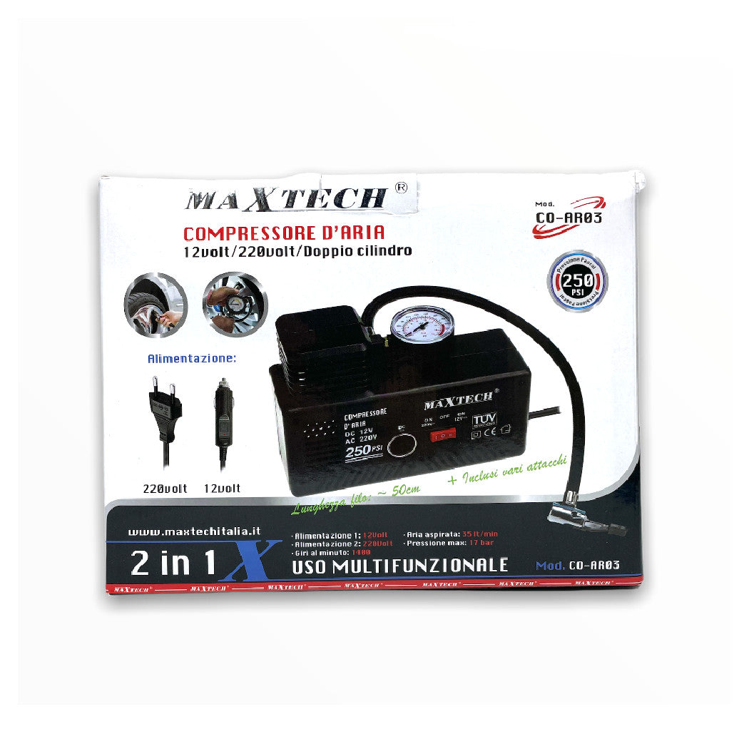 Compresor de aire de 35LT 12V / 220V, incluidos los adaptadores MAX 17BAR CO-AR03 portátil