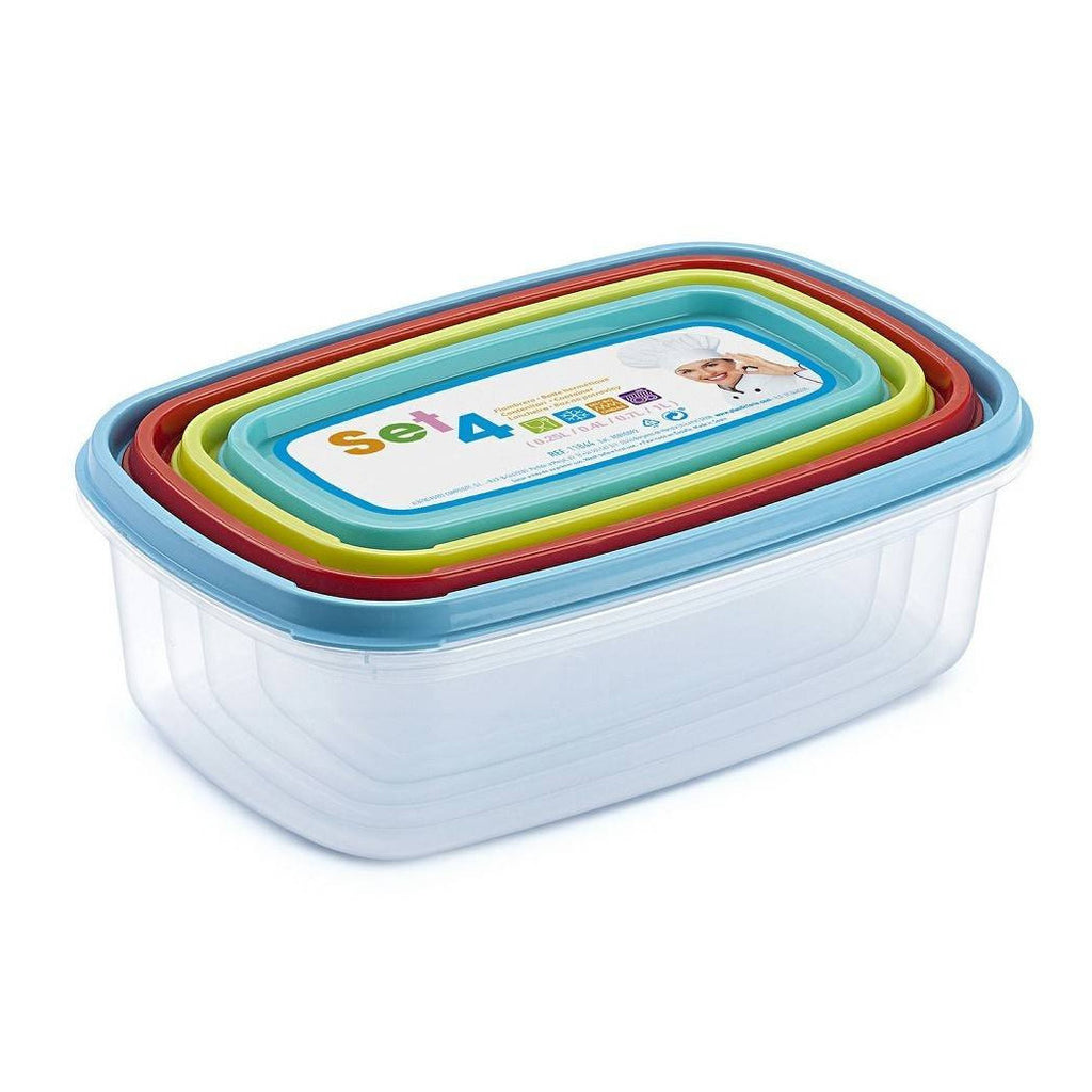 Conjunto de 4 contenedores de alimentos herméticos con tapa rectangular varios tamaños