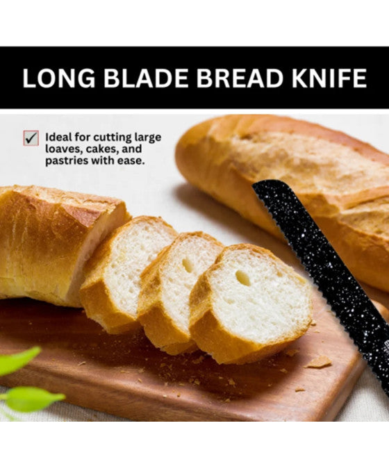 Cuchillo serrado para cortar el pan de utensilio de cocina con mango de madera 32 cm