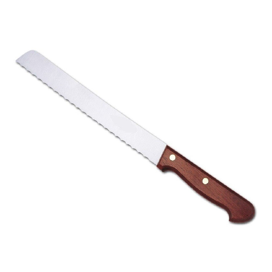 Cuchillo serrado para cortar el pan de utensilio de cocina con mango de madera 32 cm