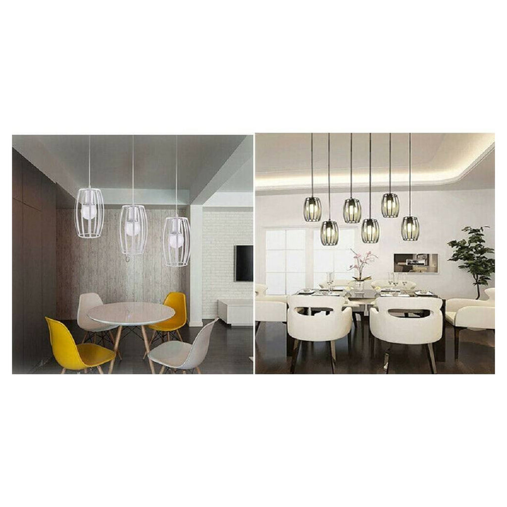 E27 Techo Araña Oval Negro Blanco Blanco Lámpara de suspensión A34