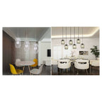 E27 Techo Araña Oval Negro Blanco Blanco Lámpara de suspensión A34