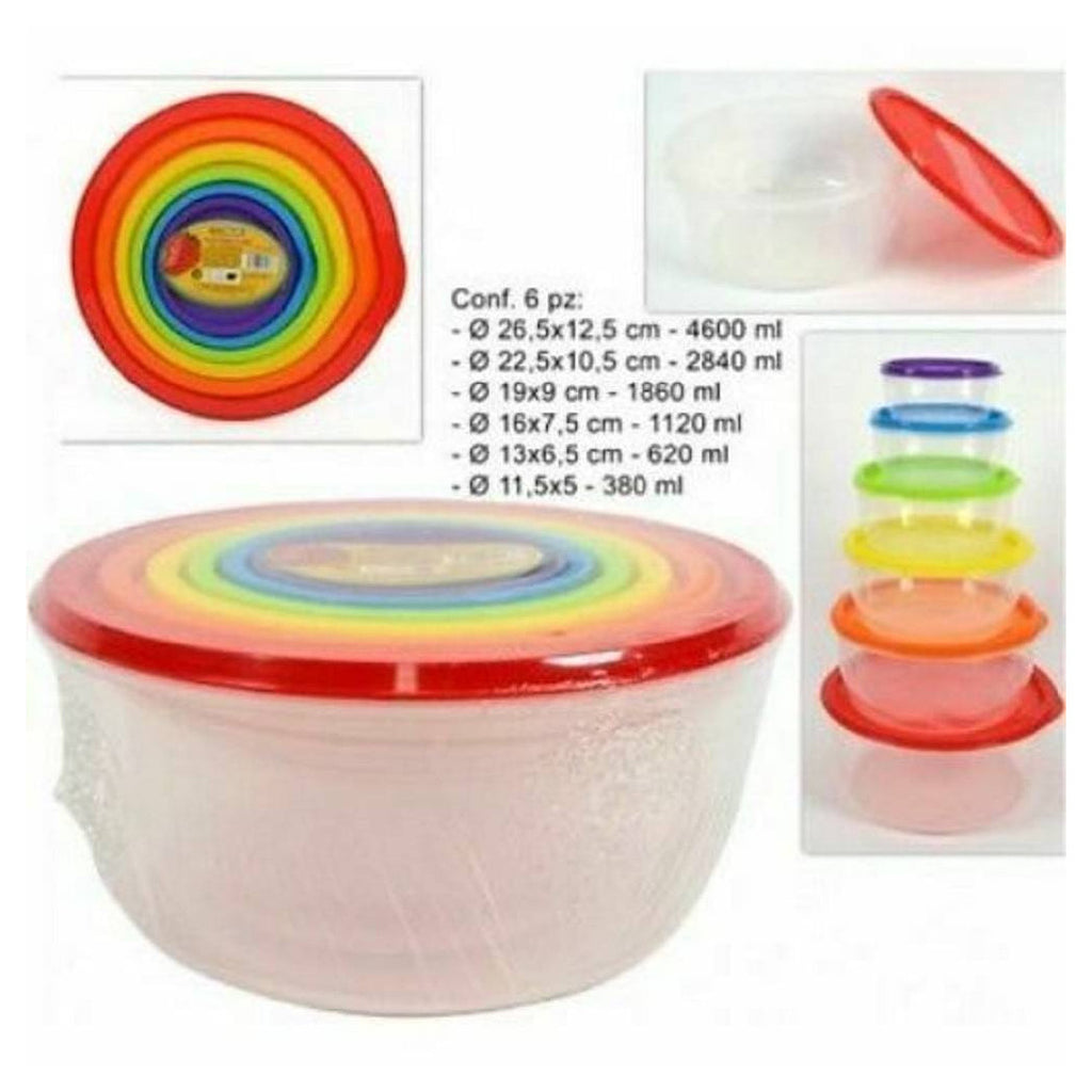 Establecer 6 PC con recipientes de plástico redondos con tapa de alimentos