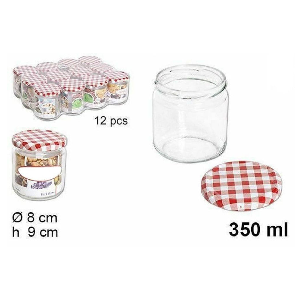 Establecer contenedor de tarro de vidrio de 12 piezas con cubierta de jarra de 350 ml