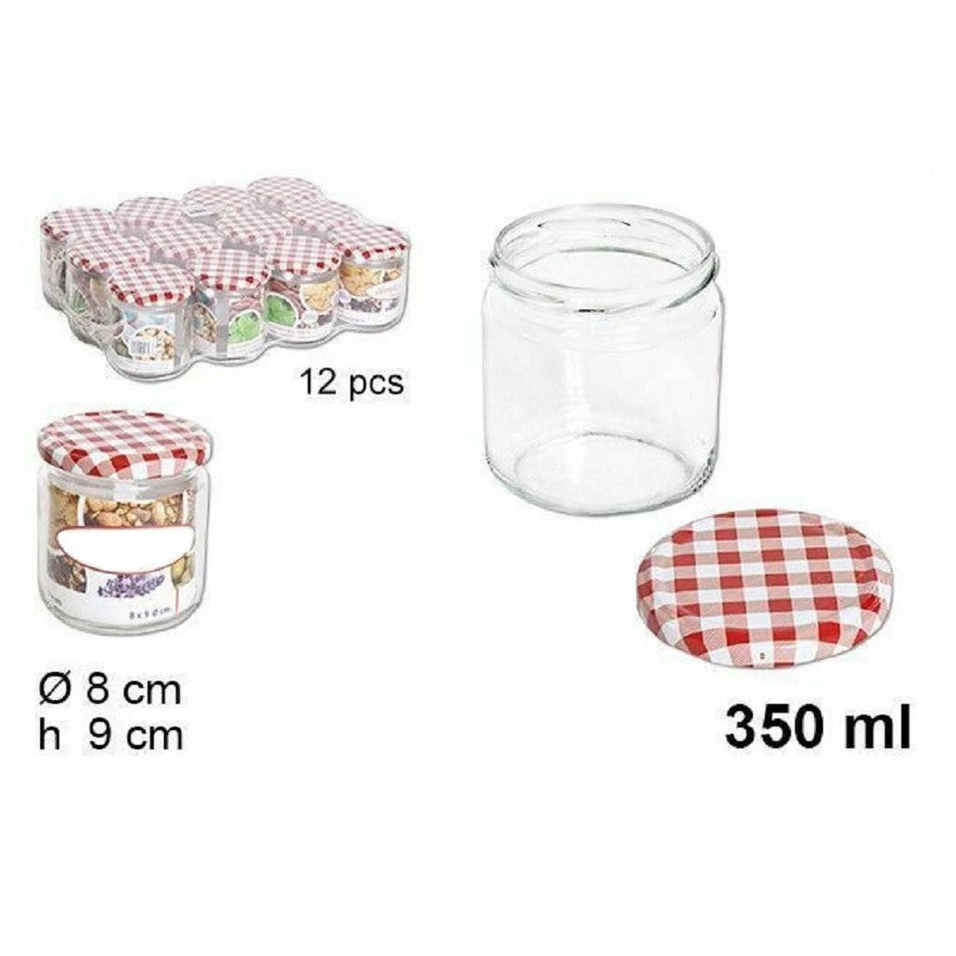 Establecer contenedor de tarro de vidrio de 12 piezas con cubierta de jarra de 350 ml