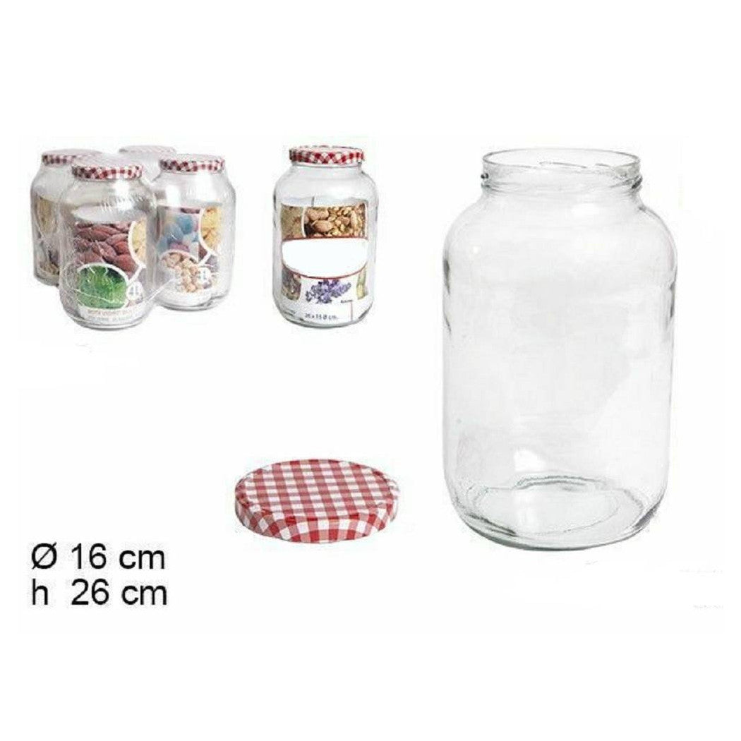 Establecer contenedor de tarro de vidrio de 4 piezas con cubierta de 4 litros