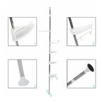 Estante angular para cables de ducha Baño telescópico 4 estantes con ganchos