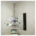 Estante angular para cables de ducha Baño telescópico 4 estantes con ganchos