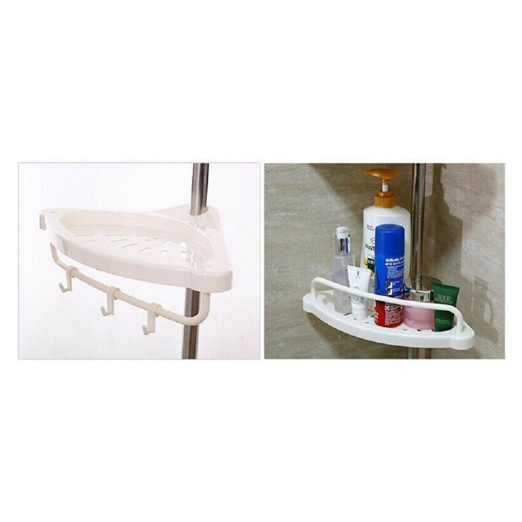 Estante angular para cables de ducha Baño telescópico 4 estantes con ganchos