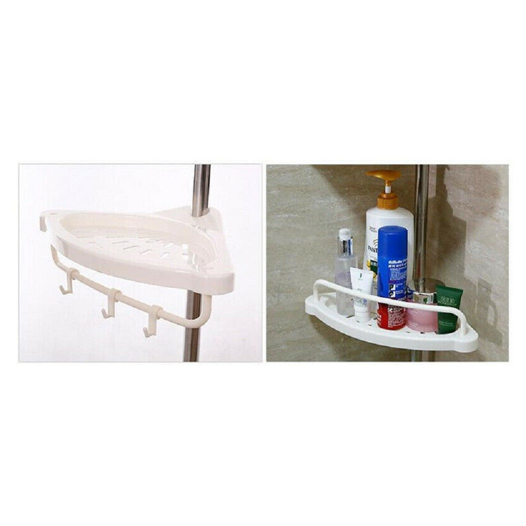 Estante angular para cables de ducha Baño telescópico 4 estantes con ganchos