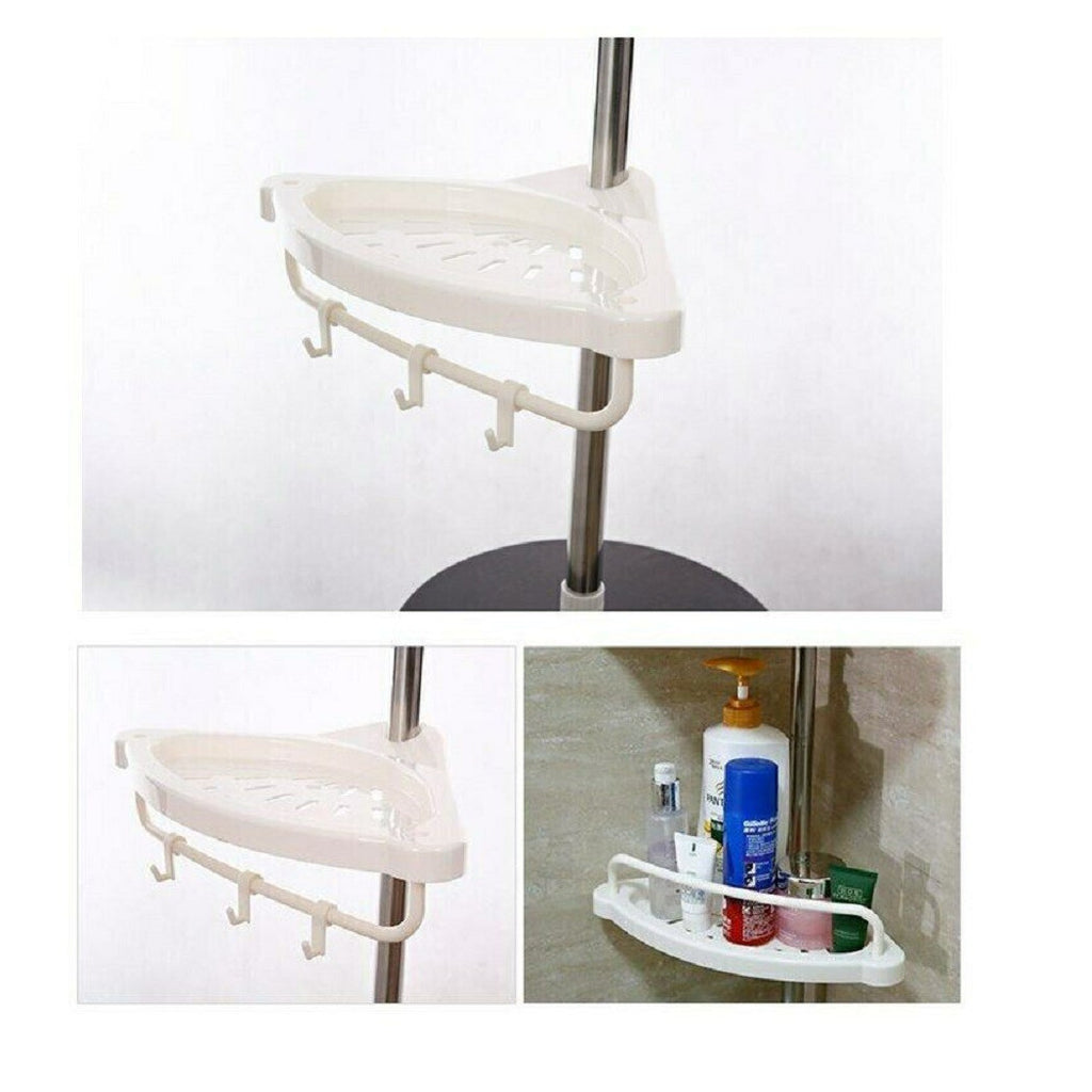 Estante angular para cables de ducha Baño telescópico 4 estantes con ganchos