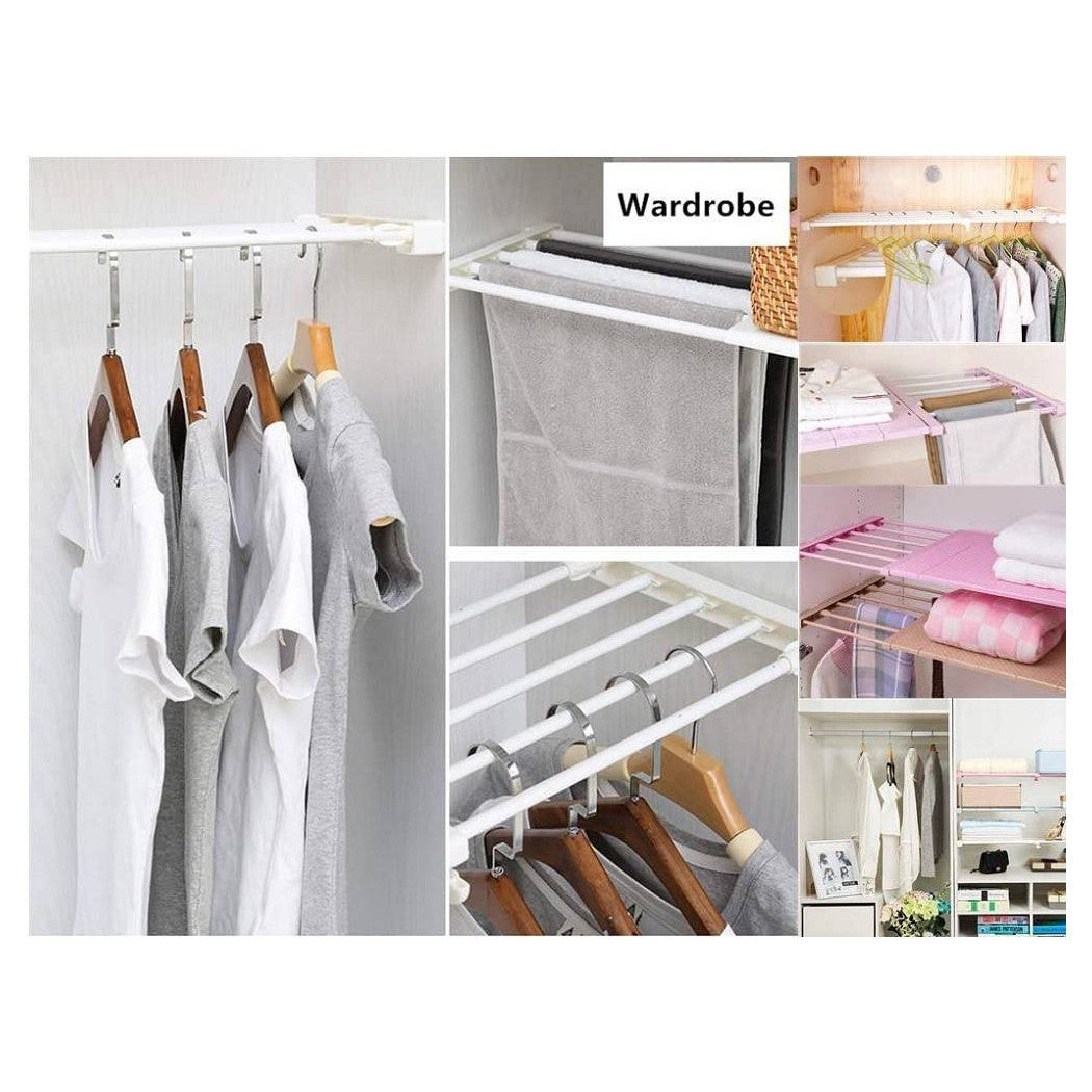 Estante telescópico para vestuario ajustable 24 cm extensible de acero de 73-120cm
