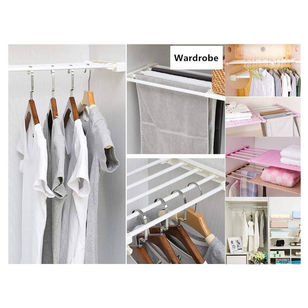 Estante telescópico para vestuario ajustable 42cm extensible de acero de 50-80 cm