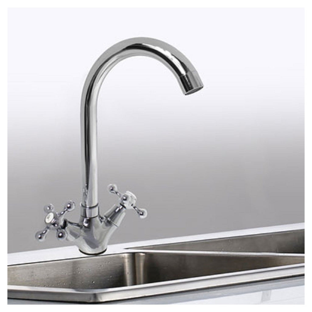 Faucet Cocina Fregadero Barril High Mezclador Doble Cromo Control 52346
