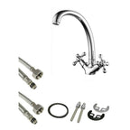 Faucet de cocina Lavabo de un solo agujero Cromo de latón pulido Doble Control Mezclador