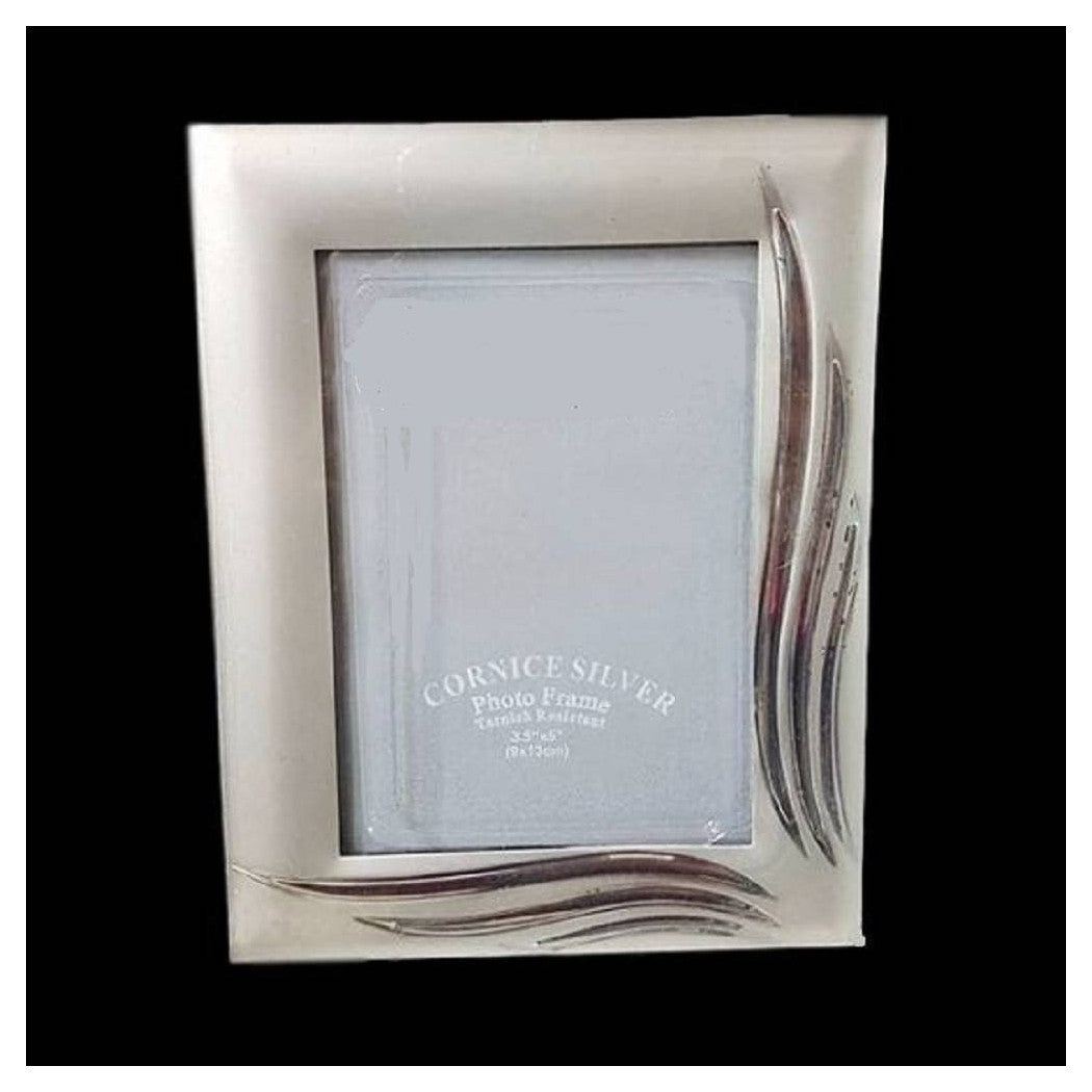 Foto de la foto del marco de la foto Photo 9 x 13 cm de hojas de efecto de satén de plata