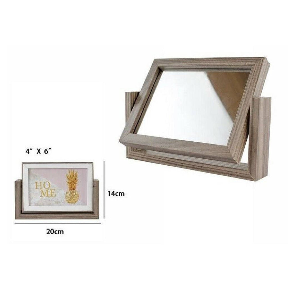 Fotos de marco de fotos con espejo 10 x 15 cm de doble giro giratorio de madera