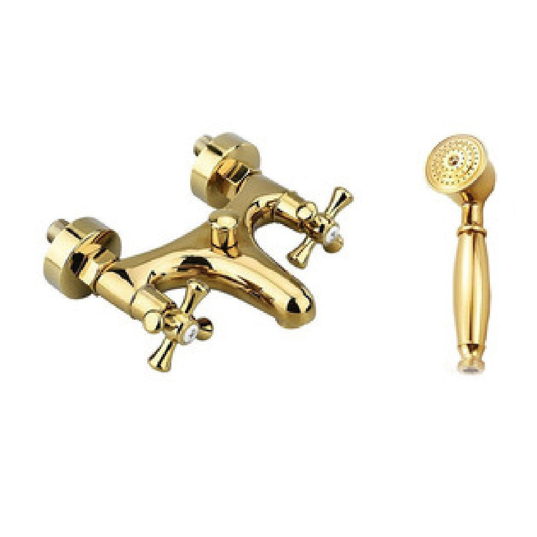 Grifo de baño Bañera de ducha Mezclador Doble pulido oro bronce