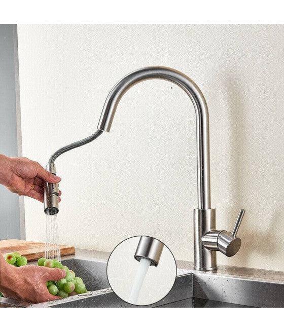 Faucet Cocina Fregadero Barril High Mezclador Doble Cromo Control 52346