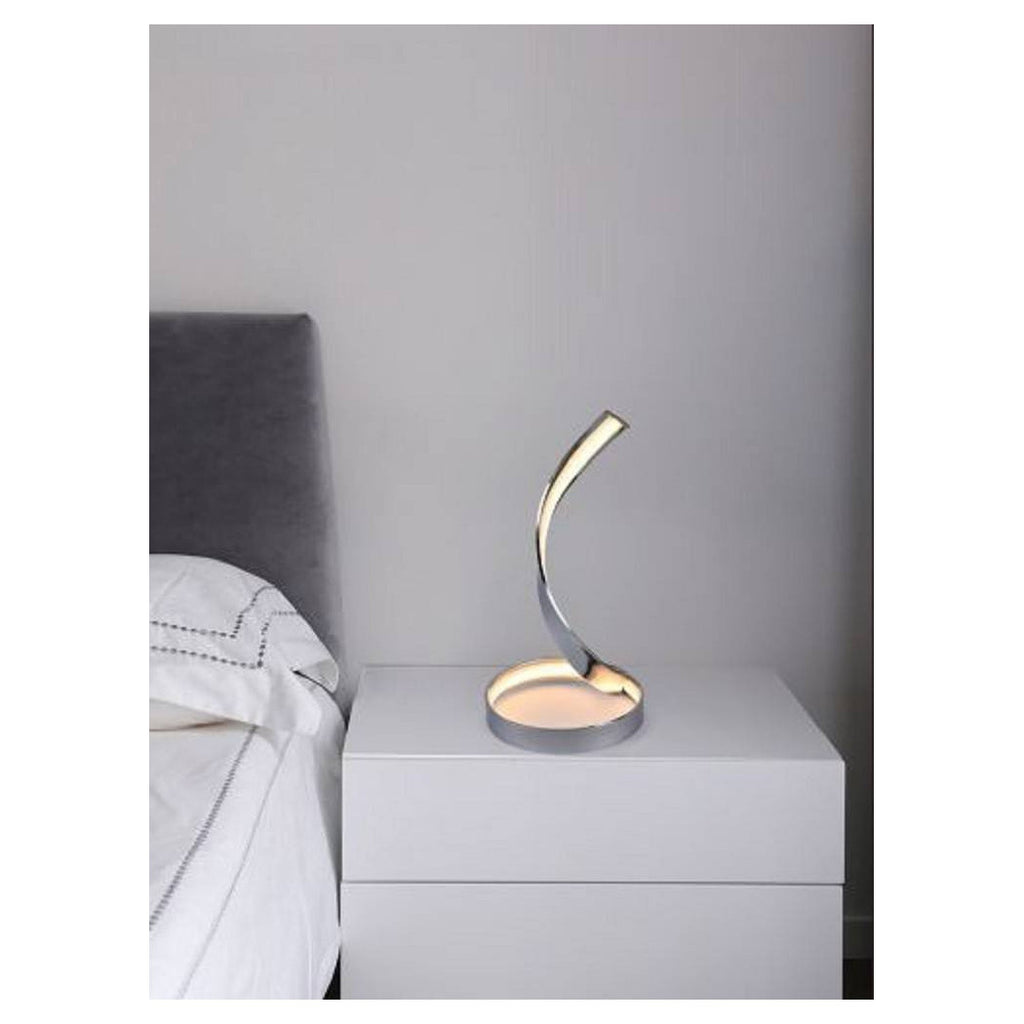 LAMPADA DE TAVOLO LED MODERNA A LA CURVA SPIRAL 12W LUCES SILVER ABATJOUR