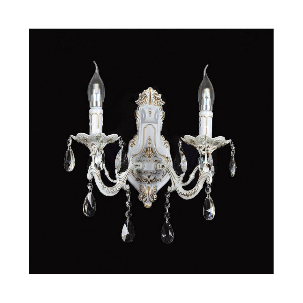 Lámpara de pared Pared clásica 2 brazos E14 Conexión con cristales colgantes E01-2