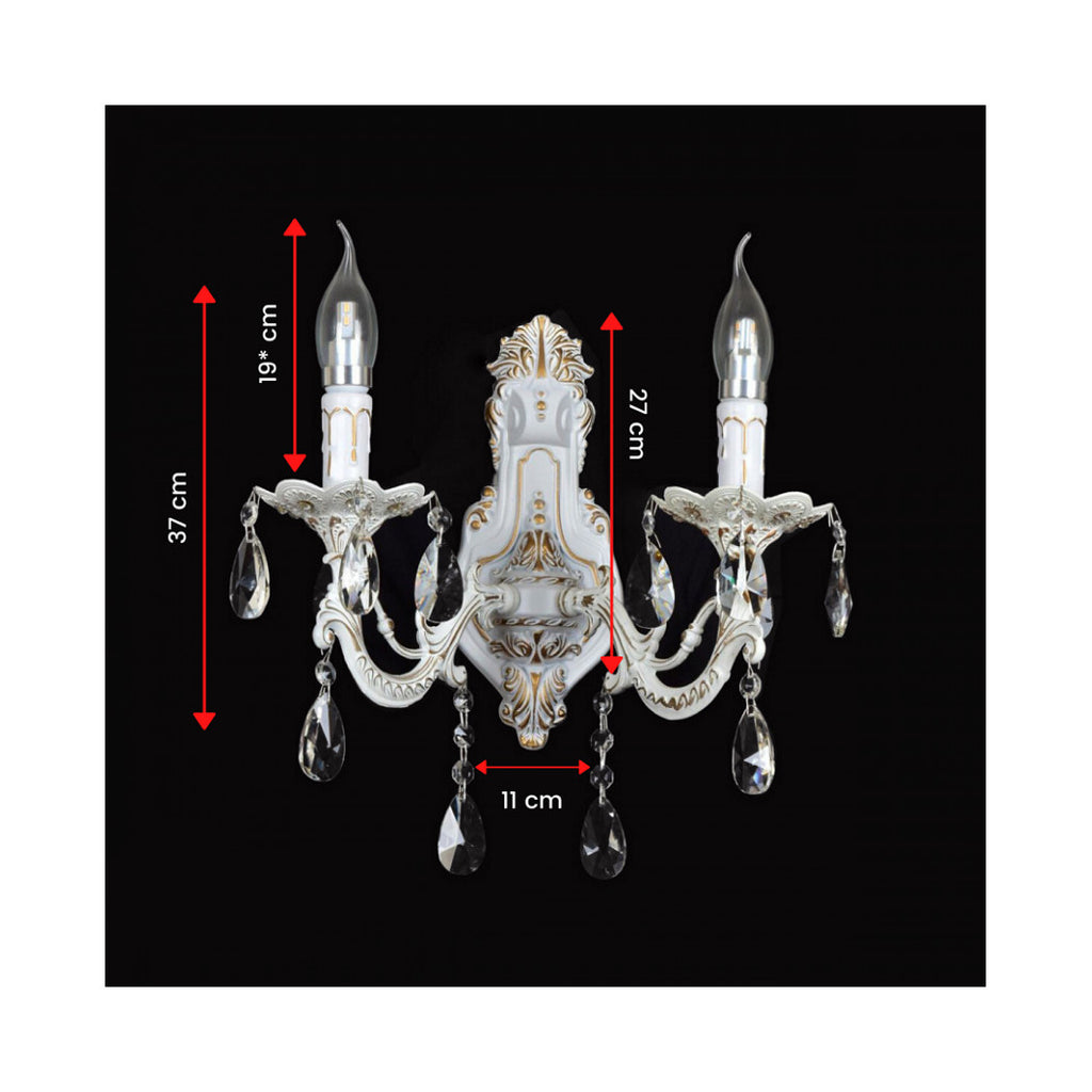 Lámpara de pared Pared clásica 2 brazos E14 Conexión con cristales colgantes E01-2