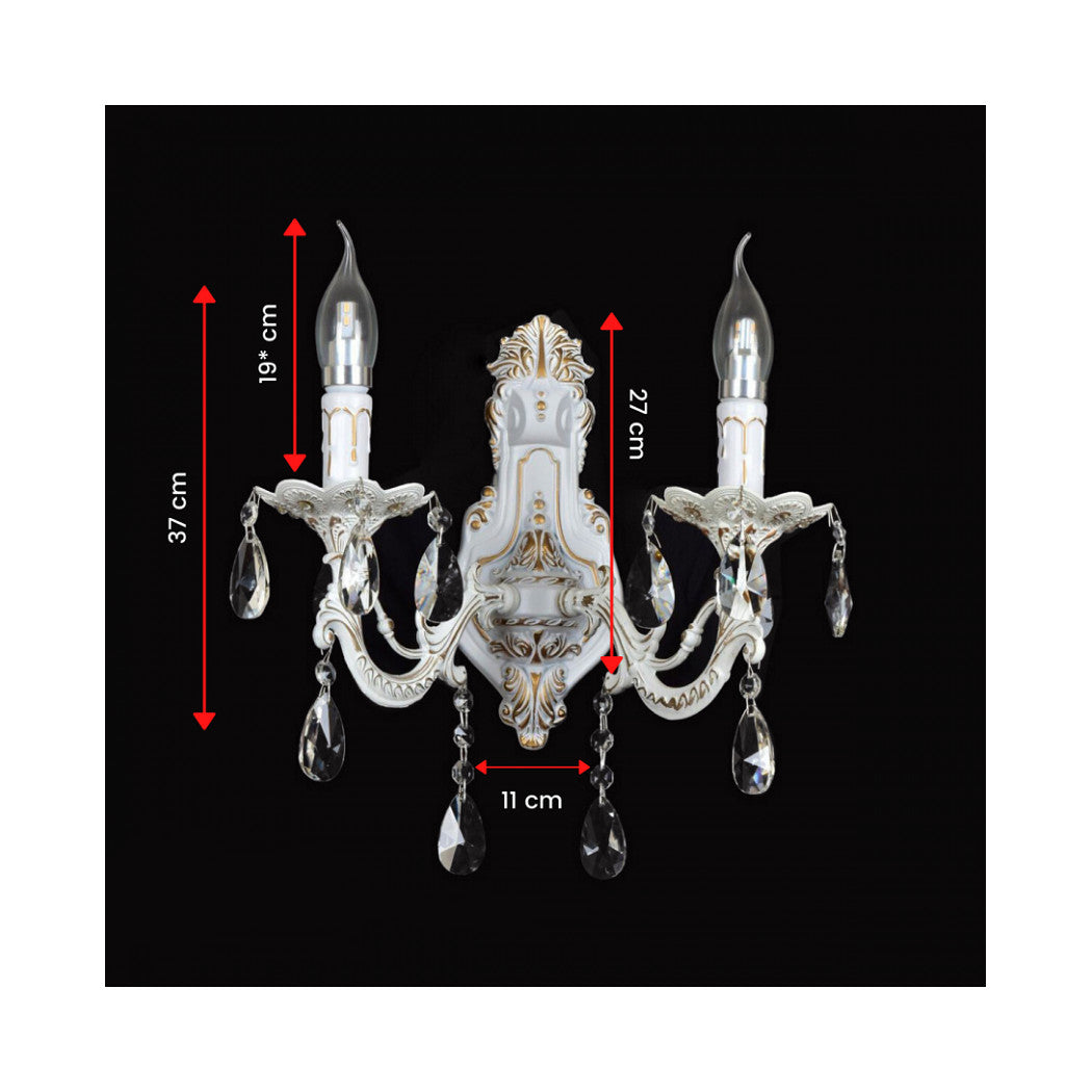 Lámpara de pared Pared clásica 2 brazos E14 Conexión con cristales colgantes E01-2