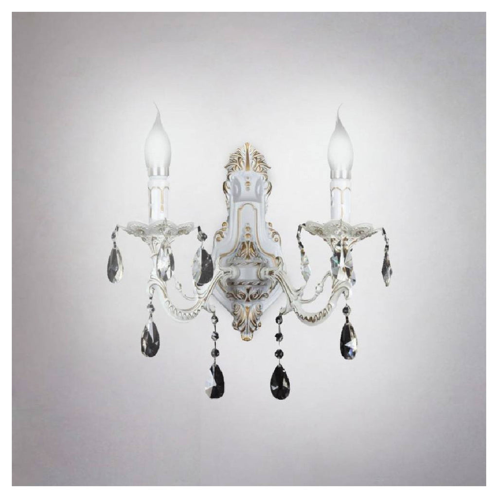 Lámpara de pared Pared clásica 2 brazos E14 Conexión con cristales colgantes E01-2