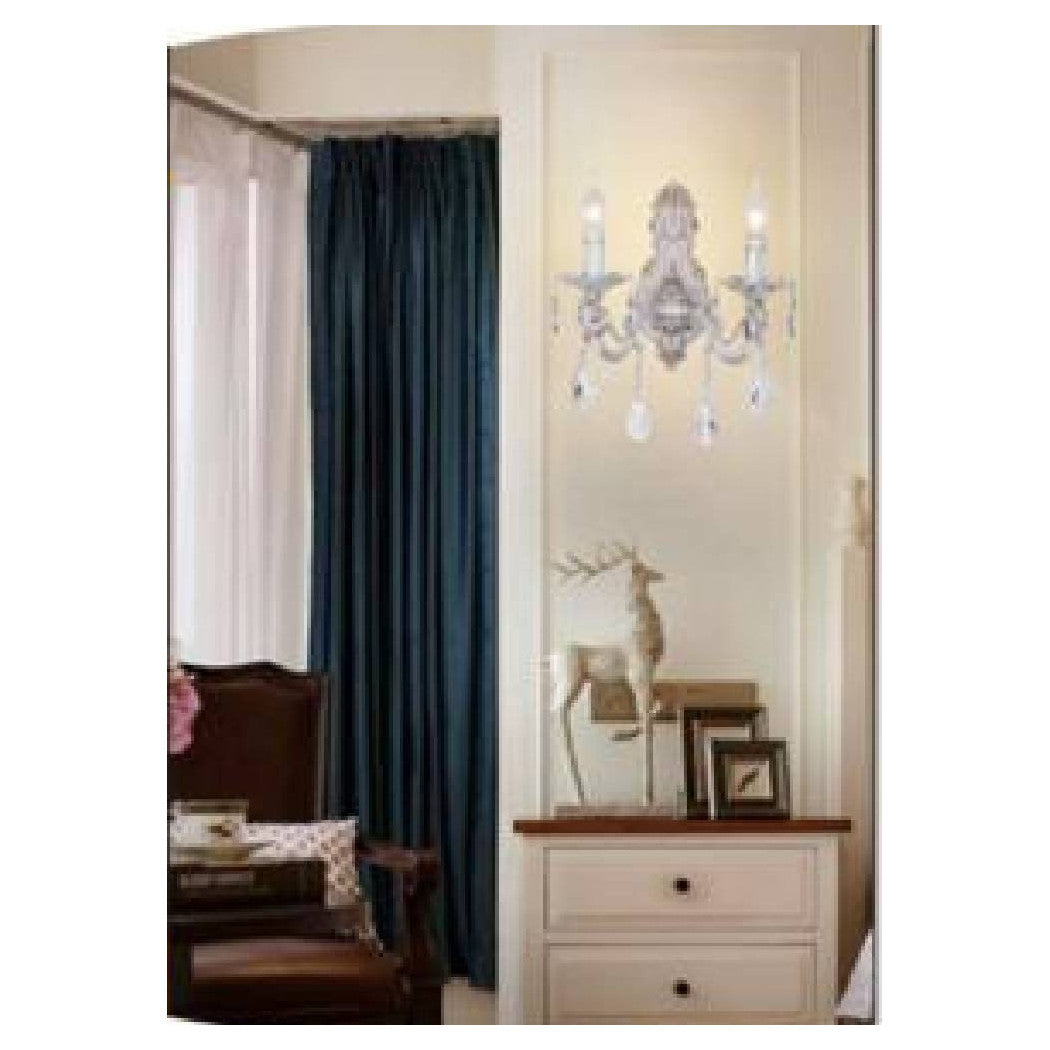 Lámpara de pared Pared clásica 2 brazos E14 Conexión con cristales colgantes E01-2