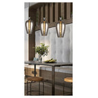 Lámpara de suspensión ovalada de techo de vidrio ámbar E27 A36-06