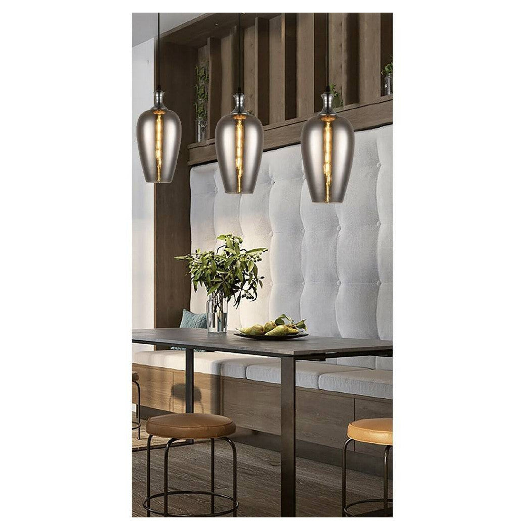 Lámpara de suspensión ovalada de techo de vidrio ámbar E27 A36-06